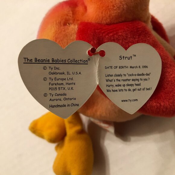 Ty new beanie baby Strut the rooster 1996 with errors - Picture 6 of 10